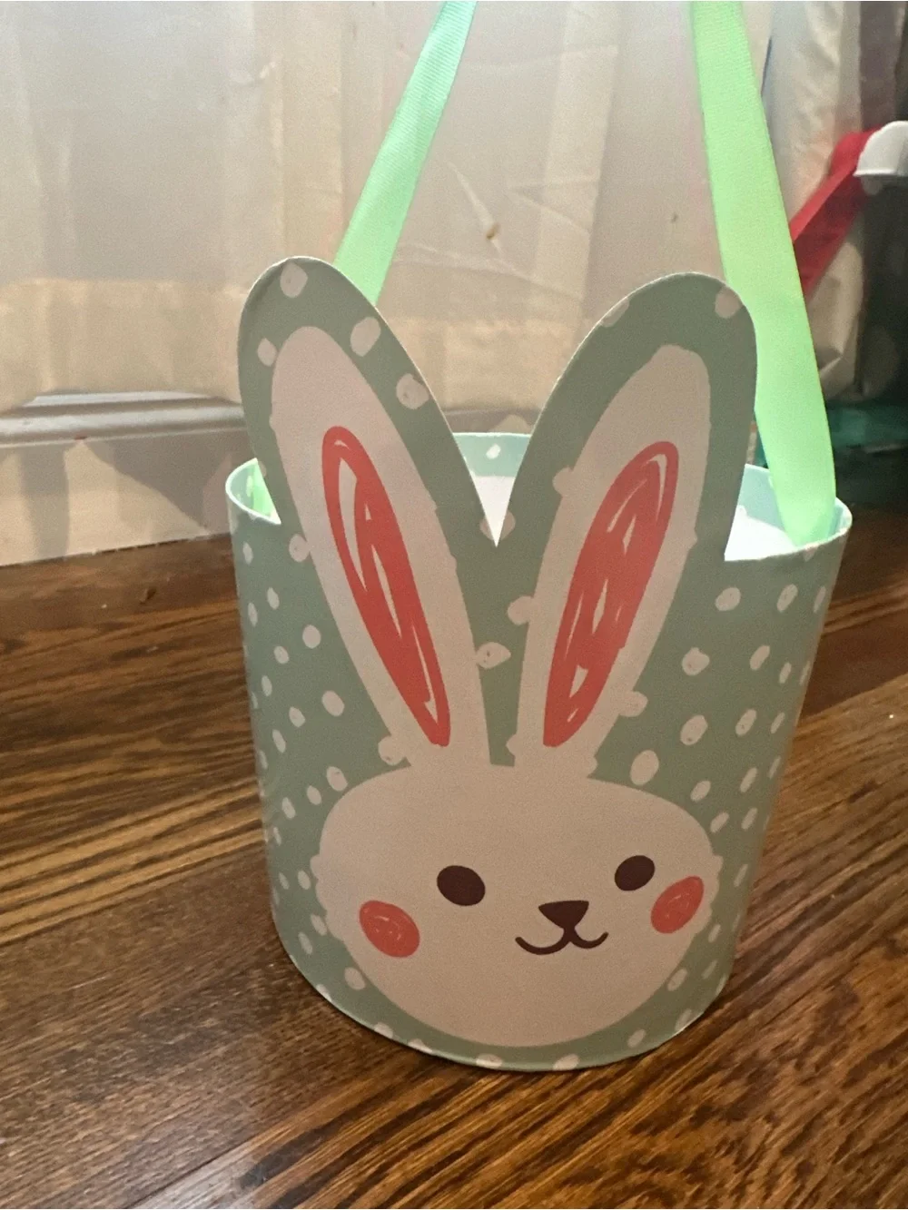 Spritz Mint Bunny Treat Bucket with Pink Accents